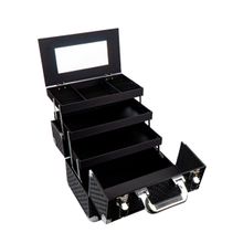 Maleta Organizador Mediano Negro Con Espejo - GLAM BEAUTY